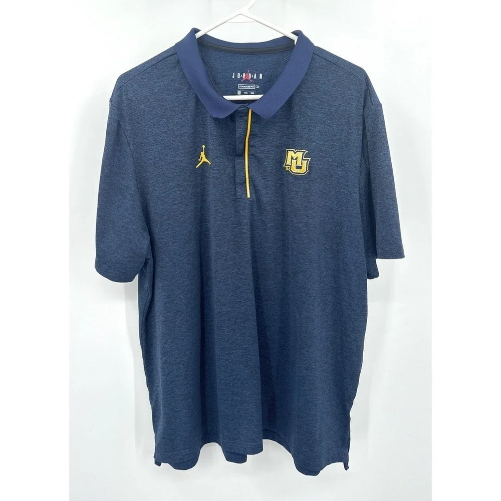 Jordan Marquette Golden Eagles Polo Shirt Mens XXL Navy Blue Heathered Jumpman